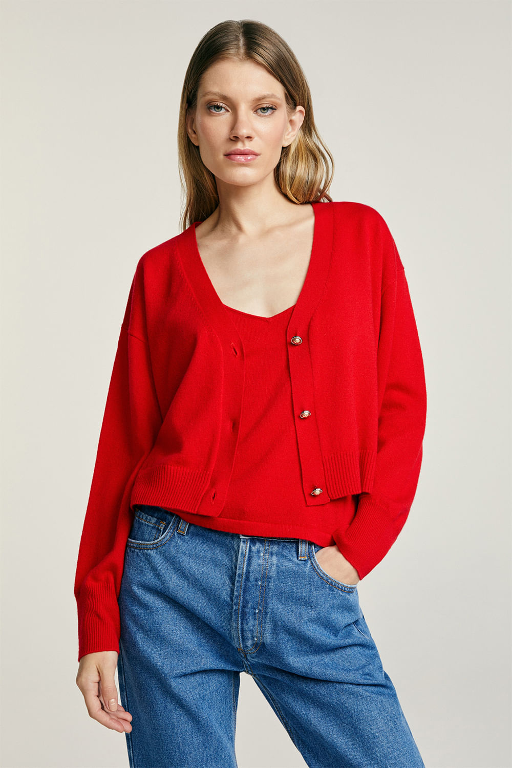 トップス NOTRE emor plume nuance cardigan Um cardigan de tricot que une elegância e versatilidade. O modelo